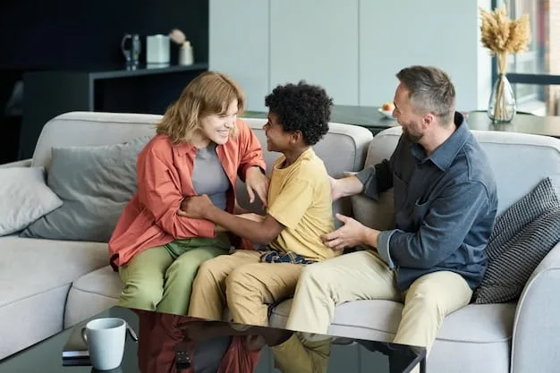 A family looking distraught and concerned, sitting in a living room, signifying the emotional impact of opioid addiction on families. The image captures the worry and stress associated with having a loved one struggling with opioid abuse and the need for support.