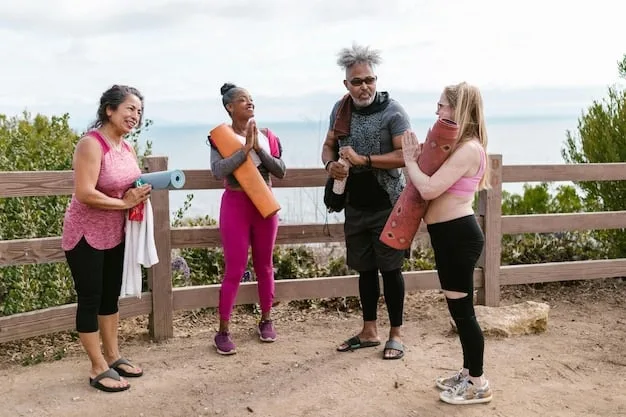 A diverse group of people participating in various forms of exercise – jogging in a park, practicing yoga outdoors, and preparing a healthy meal in a kitchen. This illustrates different lifestyle changes for managing high blood pressure.