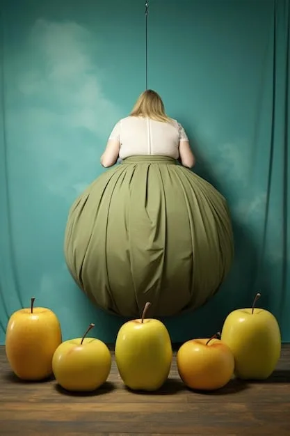 A split image showcasing an apple-shaped body on one side dressed in unflattering clothes (e.g., a bulky sweater and skinny jeans), and on the other side, the same body shape dressed in flattering clothes (e.g., a V-neck top, A-line skirt, and a belt cinching the waist), illustrating the impact of proper styling based on 'The 3 Body Shape Style Guide: Flattering Fashion Tips for Every Figure'.