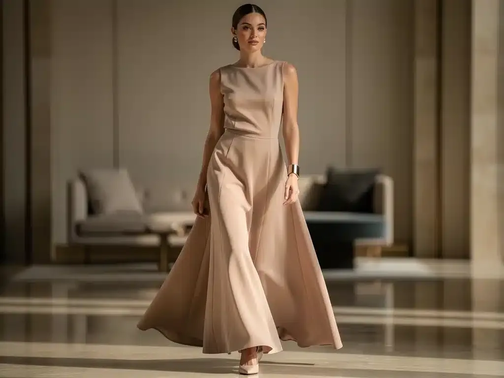 Elegant minimalist gown on female celebrity