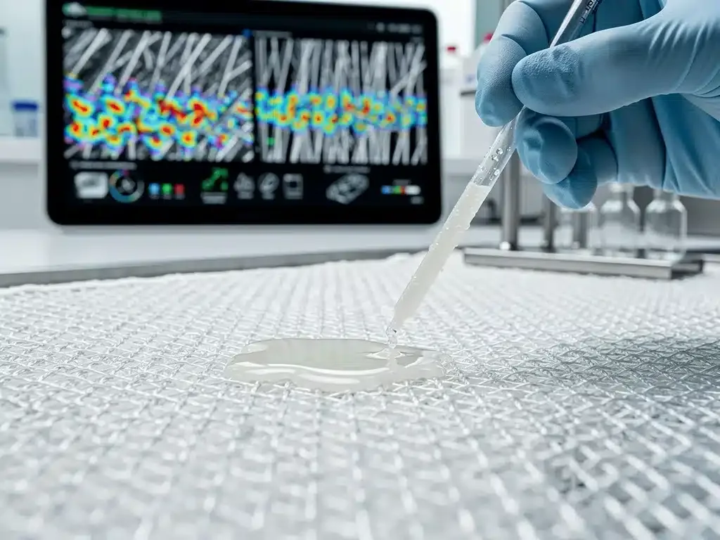Molecular stabilization process on a delicate textile fiber.