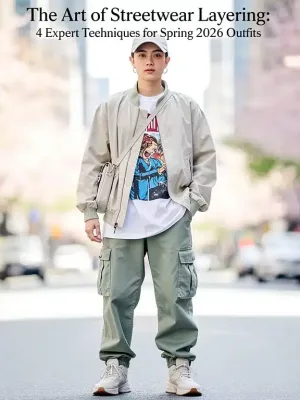 Stylish streetwear layering for spring 2026 featuring light jacket and graphic tee