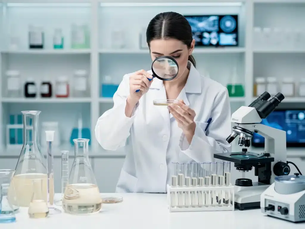 Scientist researching anti-aging ingredients in a lab