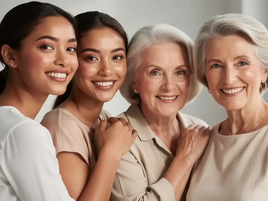 Diverse women with radiant, healthy skin, reflecting anti-aging success