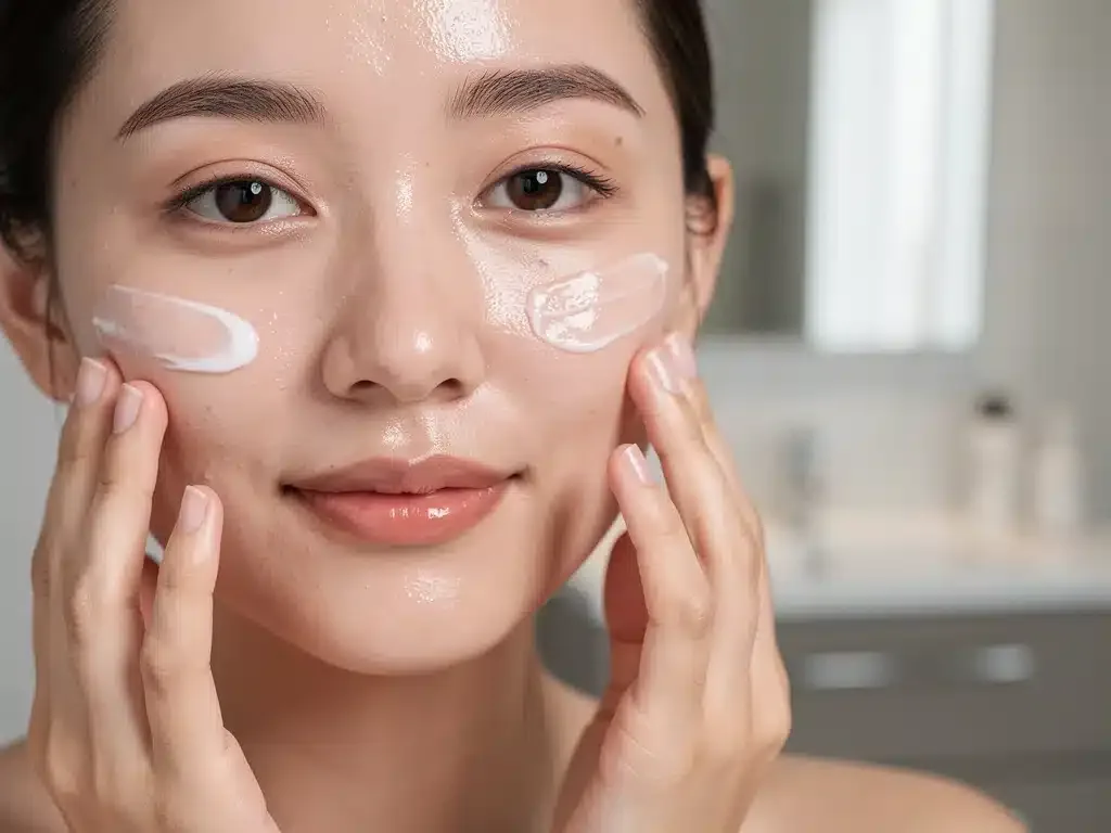 Applying oil-free moisturizer to oily skin for balanced hydration