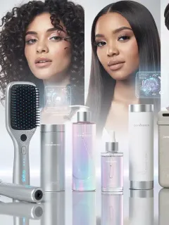 Futuristic haircare products and advanced technology for diverse hair types