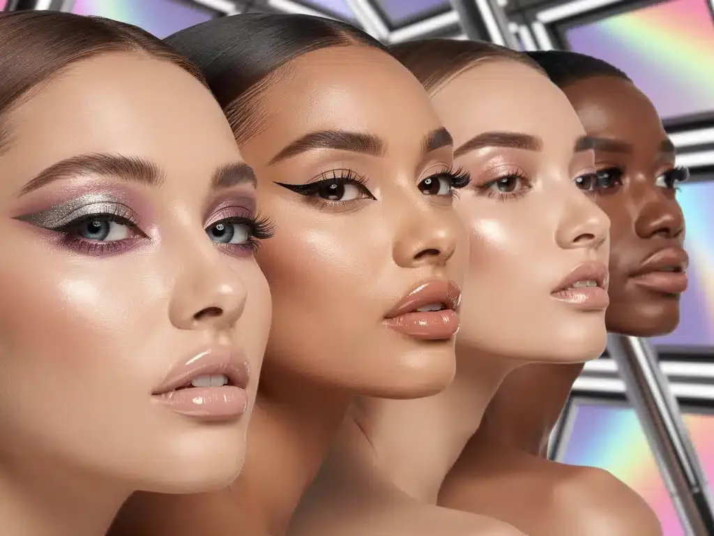 Diverse models featuring 2026 makeup trends, balancing glamour and natural beauty.