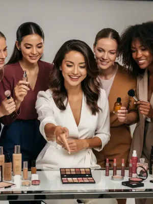 Rising beauty influencer interacts with audience, showcasing new product trends