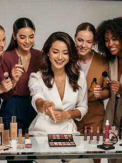 Rising beauty influencer interacts with audience, showcasing new product trends