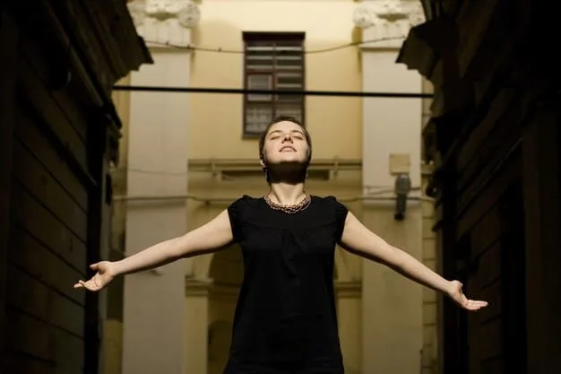 A depiction of a person stumbling or losing balance, with a concerned expression, against a blurred background of a street or home environment, emphasizing disorientation.