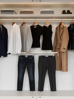 Organized classic capsule wardrobe with 12 essential pieces for year-round style