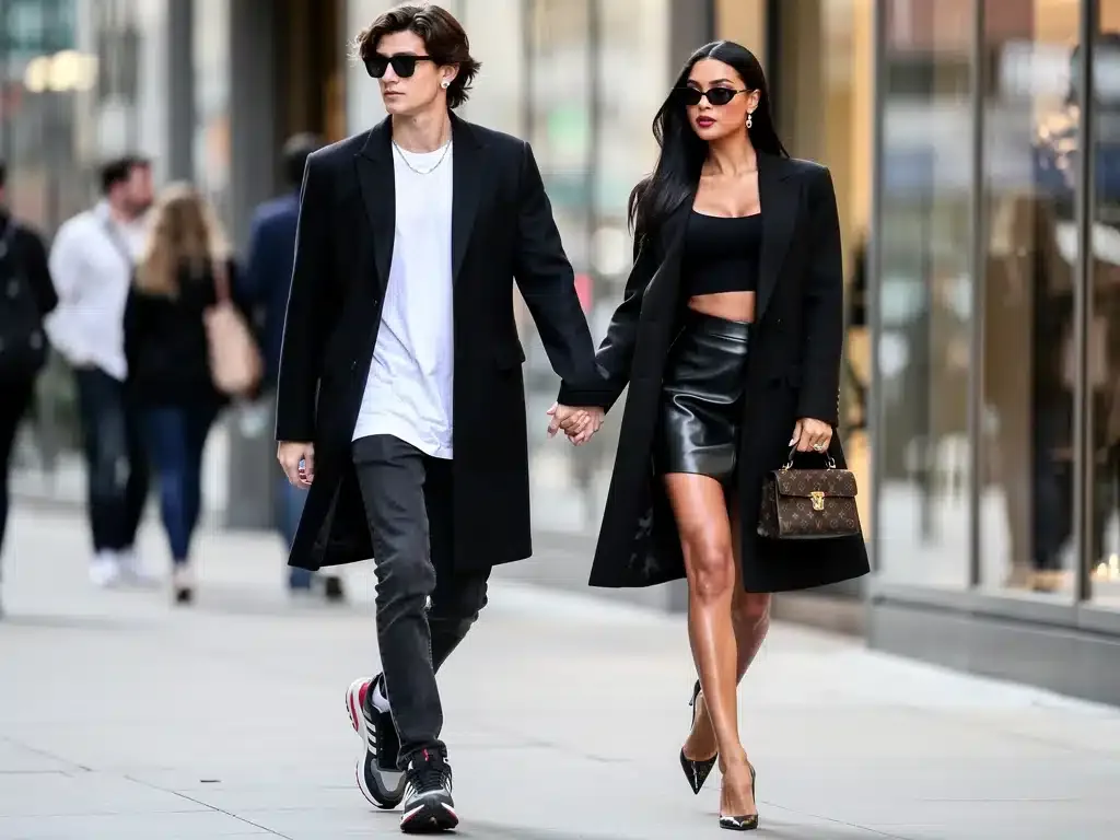 Timothée Chalamet and Kylie Jenner's street style, showcasing urban fashion trends