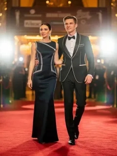 Zendaya and Tom Holland on red carpet, showcasing coordinated high-fashion outfits
