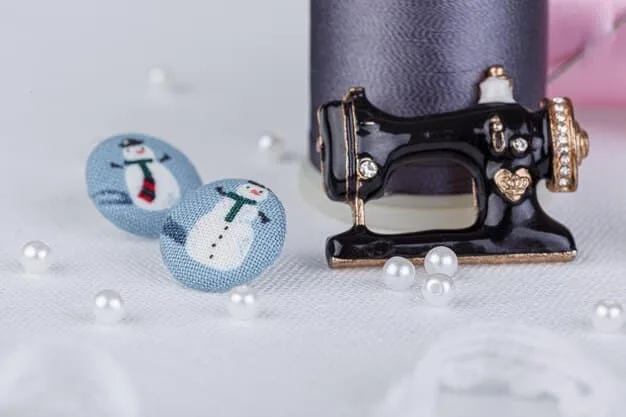 A detailed flat lay of various vintage embellishments: intricate buttons, delicate laces, and unique brooches, hinting at customization possibilities.
