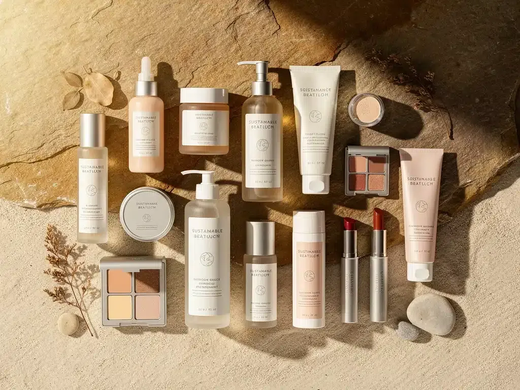 Sustainable beauty products in eco-friendly packaging