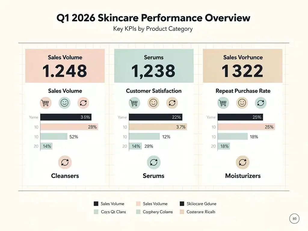 Infographic showing skincare market performance indicators Q1 2026