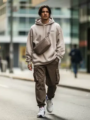 Stylish person in 2026 streetwear capsule on city street