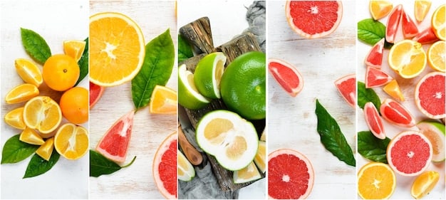 A split image showing different types of scent notes: one side features citrus fruits and herbs representing fresh top notes, and the other side shows woody and musky elements indicative of deep base notes.