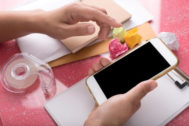 A hand holding a smartphone displaying a website with numerous fragrance reviews. The reviews have highlighted sections, indicating words and phrases that are commonly found in fake reviews, such as 