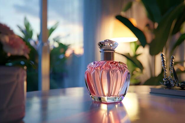 A close-up of an online fragrance review, highlighting descriptive words like 