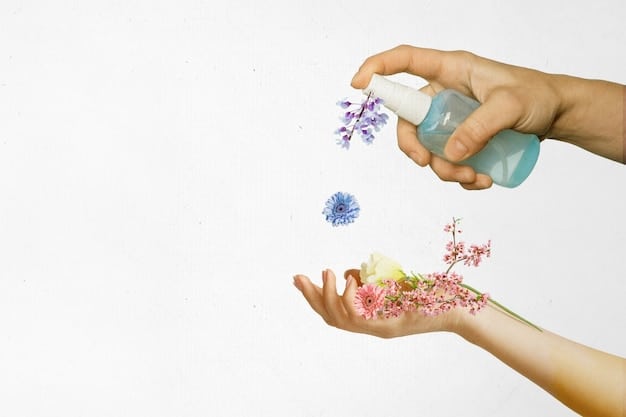 A split image showing two hands: one applying a generic perfume liberally, and the other carefully applying a natural, hypoallergenic scent.