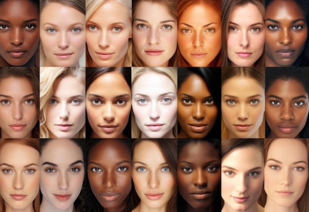A split image showing different skin tones (fair, medium, deep) with the corresponding color correctors recommended for each.