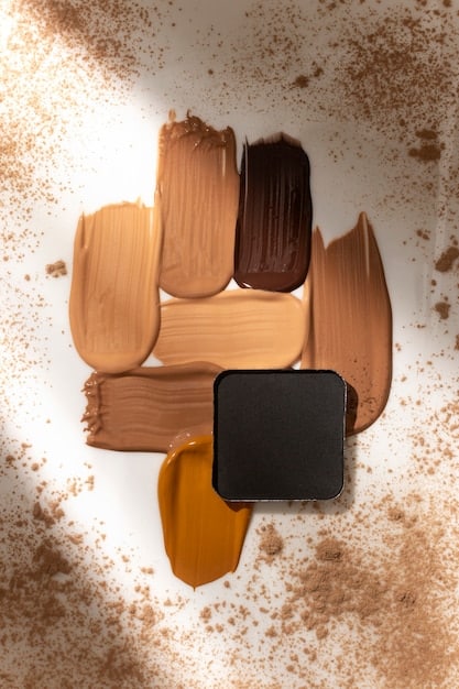 A comparison image displaying cream contour on one side of a face and powder contour on the other, showcasing the different finishes.