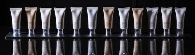 A well-organized makeup display featuring different types of primers, each labeled with its specific function (e.g., hydrating, mattifying, color-correcting).