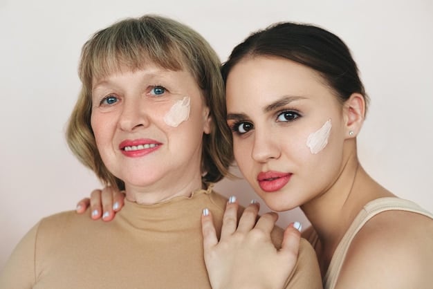 A split image showing two women. On the left, a woman with caked, heavy foundation emphasizing wrinkles. On the right, a woman with light, natural-looking foundation giving a youthful glow.