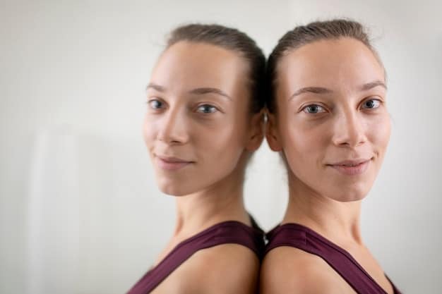 A before-and-after image showing thin, barely-there eyebrows on the left and fuller, naturally shaped eyebrows on the right. The right side looks significantly more youthful and polished.