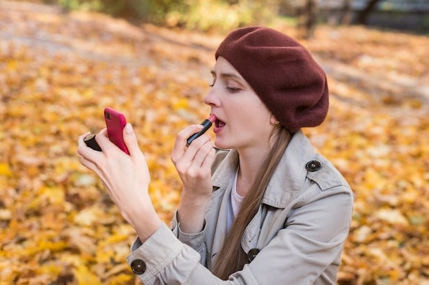 A step-by-step guide illustrating how to create a warm-toned smoky eye look using an autumn eyeshadow palette. The guide includes close-up shots of each step, with clear instructions on how to blend the colors and achieve a seamless finish.