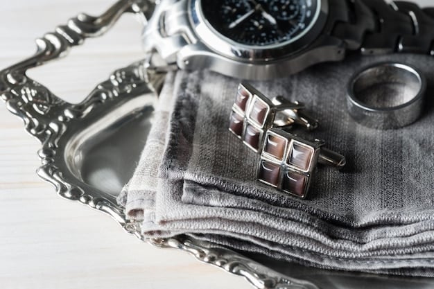 A stylish vignette showcasing various accessories for different dress codes: a sleek watch and cufflinks for formal, a patterned tie and leather brief for business casual, and fashionable sneakers with a statement necklace for smart casual.