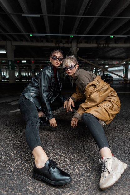 A stylish person walking in trendy sneakers juxtaposed with another person in classic leather loafers, representing the balance between modern trends and timeless styles.