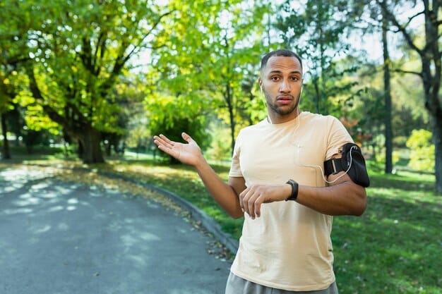 A person performing a moderate intensity workout, such as brisk walking or light jogging, demonstrating achievable and accessible physical activity.