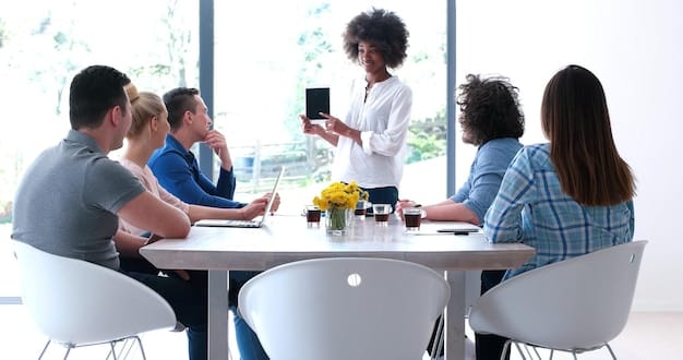 A group of people are sitting around a table, discussing health insurance options with an agent. The scene represents the complexities of navigating the healthcare system and the need for clear information, highlighting the importance of education that explains US Healthcare Reform: Understanding the Proposed Changes and Their Effects .