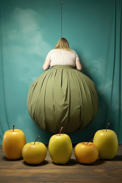 A split image showcasing an apple-shaped body on one side dressed in unflattering clothes (e.g., a bulky sweater and skinny jeans), and on the other side, the same body shape dressed in flattering clothes (e.g., a V-neck top, A-line skirt, and a belt cinching the waist), illustrating the impact of proper styling based on 'The 3 Body Shape Style Guide: Flattering Fashion Tips for Every Figure'.