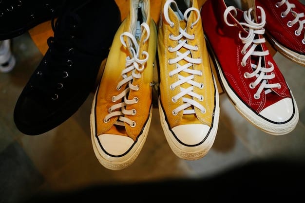 A close-up shot of various sneaker styles, including running shoes, classic canvas sneakers, and high-top sneakers. The image emphasizes the textures and details of each shoe, showcasing the differences in design and materials. The background is blurred to keep the focus on the sneakers, highlighting their versatility and fashion appeal for The Complete Guide to Shoe Styles: From Sneakers to Stilettos.
