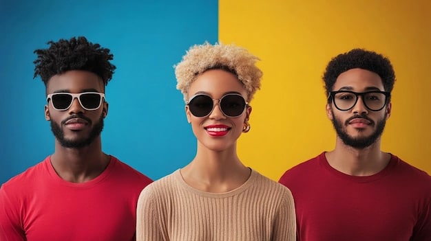 Three images showing different individuals: one with a round face wearing rectangular sunglasses, one with a square face wearing round sunglasses, and one with a heart-shaped face wearing aviator sunglasses. The images should focus on sunglasses that are especially flattering, further illustrating 'The Ultimate Guide to Sunglasses: Finding the Perfect Pair for Your Face Shape'.