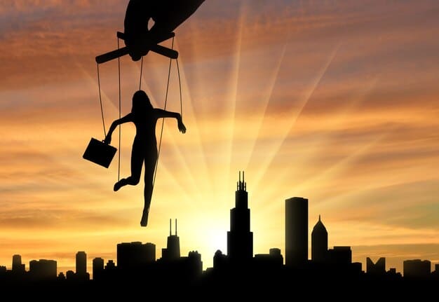 A visual metaphor of a tightrope walker balancing delicately between two tall buildings, symbolizing the Federal Reserve's challenge in balancing inflation control and economic growth.