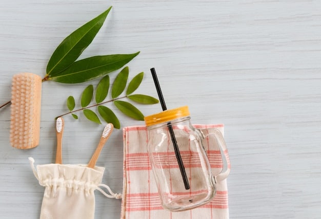 An image featuring various eco-friendly products such as bamboo utensils, reusable water bottles, organic cotton clothing, and sustainable packaging. These items are arranged to highlight the growing consumer trend towards sustainable and ethical purchasing, influencing Consumer Spending Trends: Where Are Americans Spending Their Money in 2025?.