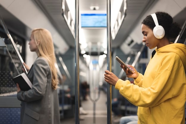 A photograph of a modern, efficient public transportation system filled with commuters, highlighting the benefits of infrastructure investment for 'Government Spending: How Will the New Budget Impact Economic Growth?'.