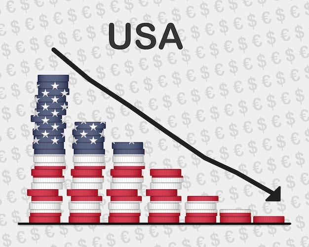 A graph showing the growth of the U.S. national debt over the past 50 years, with annotations highlighting key economic events that contributed to increases in the debt, such as recessions, wars, and tax cuts. The axis labels are clearly visible. The title on the chart says 