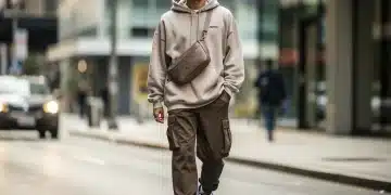 Stylish person in 2026 streetwear capsule on city street