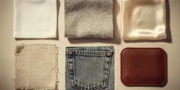 Collection of classic fabric swatches: cotton, linen, wool, silk, denim, leather