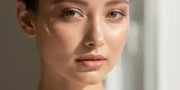 Woman with glowing, flawless oily skin after following a dermatologist-approved routine