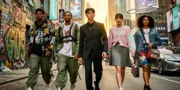Diverse youth in global streetwear styles on a city street, epitomizing 2026 fashion.