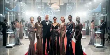 Hollywood celebrities at a philanthropic fashion event in 2026, showcasing elegant attire.