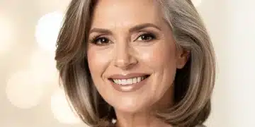Elegant woman over 50 with radiant, natural makeup