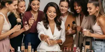 Rising beauty influencer interacts with audience, showcasing new product trends
