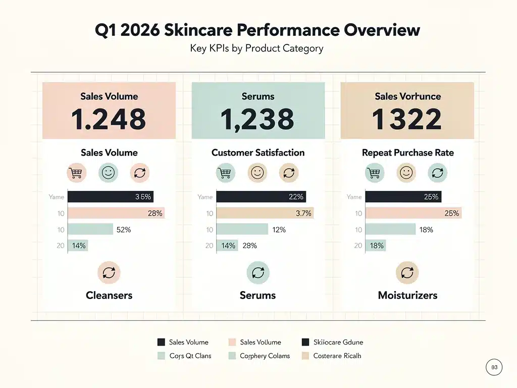 Infographic showing skincare market performance indicators Q1 2026